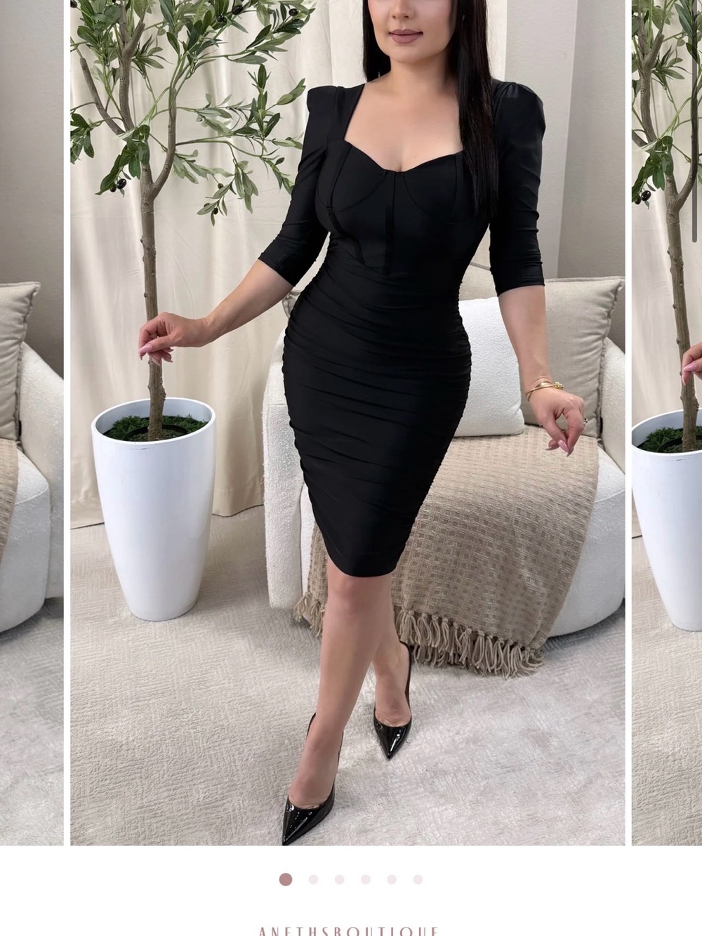 Black Bodycon Sweetheart Neck Dress